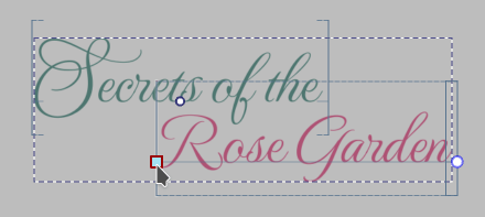 Same as above, but handles have been selected to drag "Rose Garden" so it slots tightly under "Secrets of the".