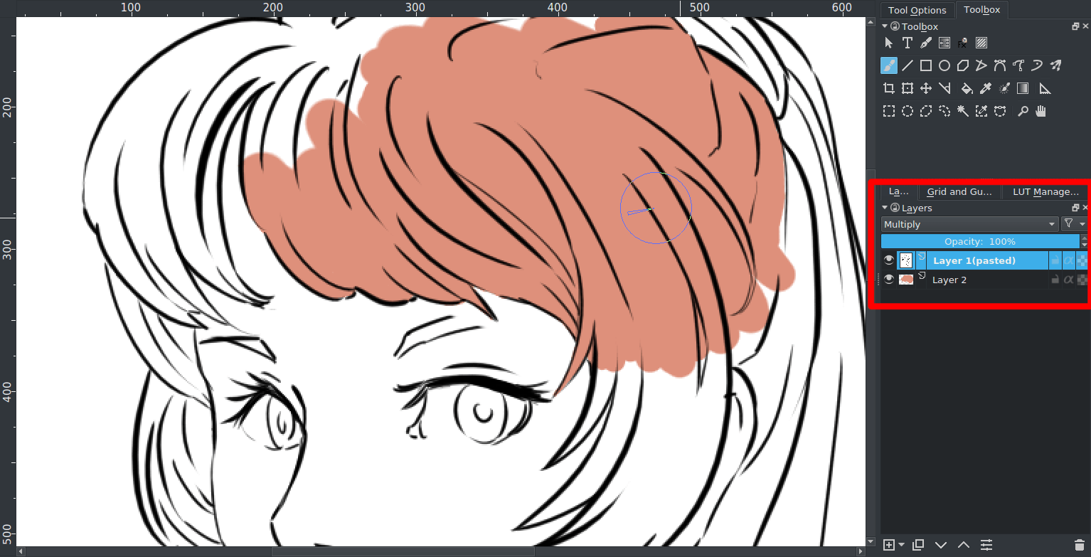 blend mode setup of lineart flat coloring