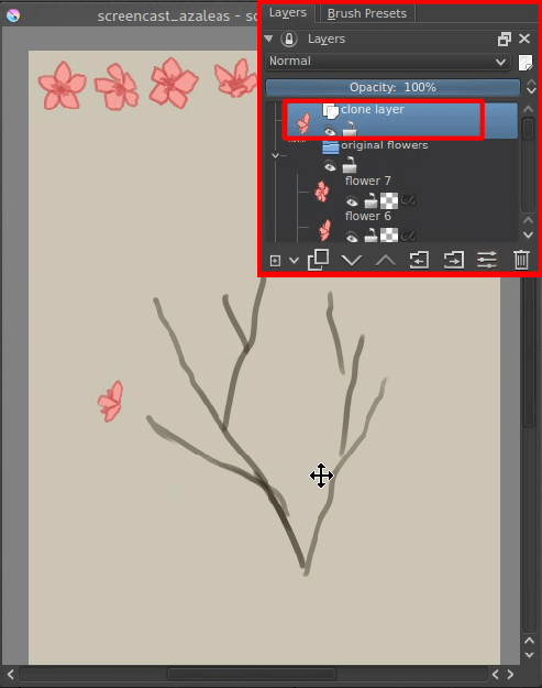 Create clone layers of the flowers.